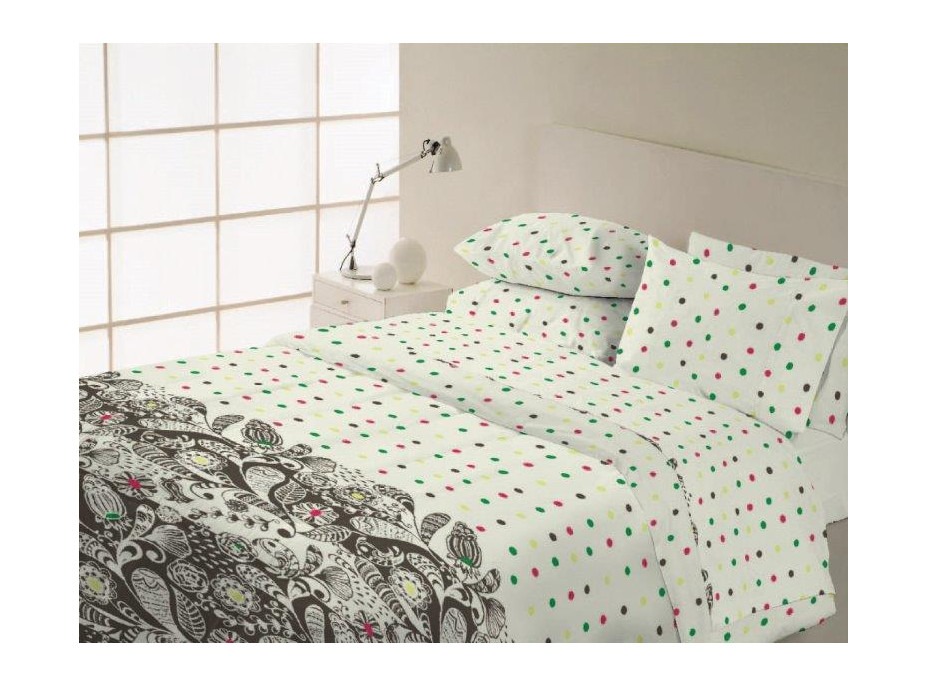 Bavlnené obliečky VANILLA Dots - biele/multicolor - 220x200 cm