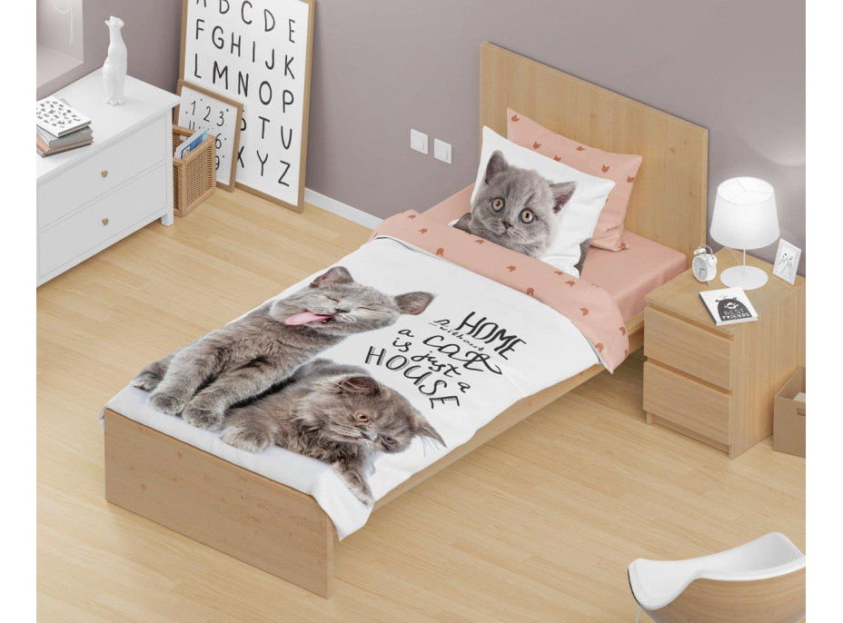 Detské bavlnené obliečky BEST FRIENDS - Mačičky - 140x200 cm