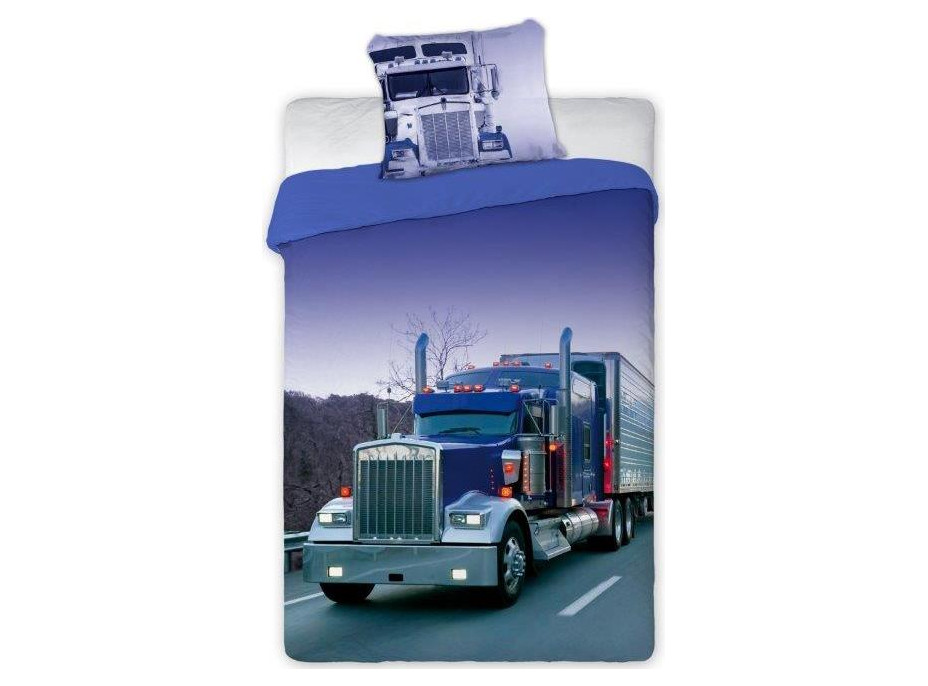 Detské bavlnené obliečky MODRÝ KAMION 002 - 140x200 cm