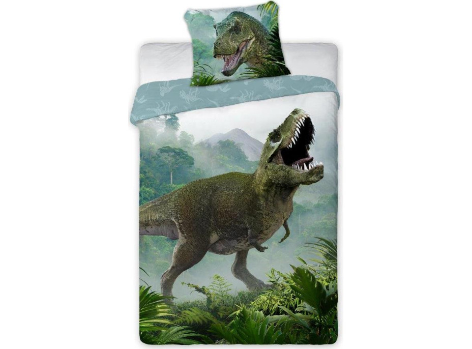 Detské bavlnené obliečky T-REX 002 - 140x200 cm - zelené