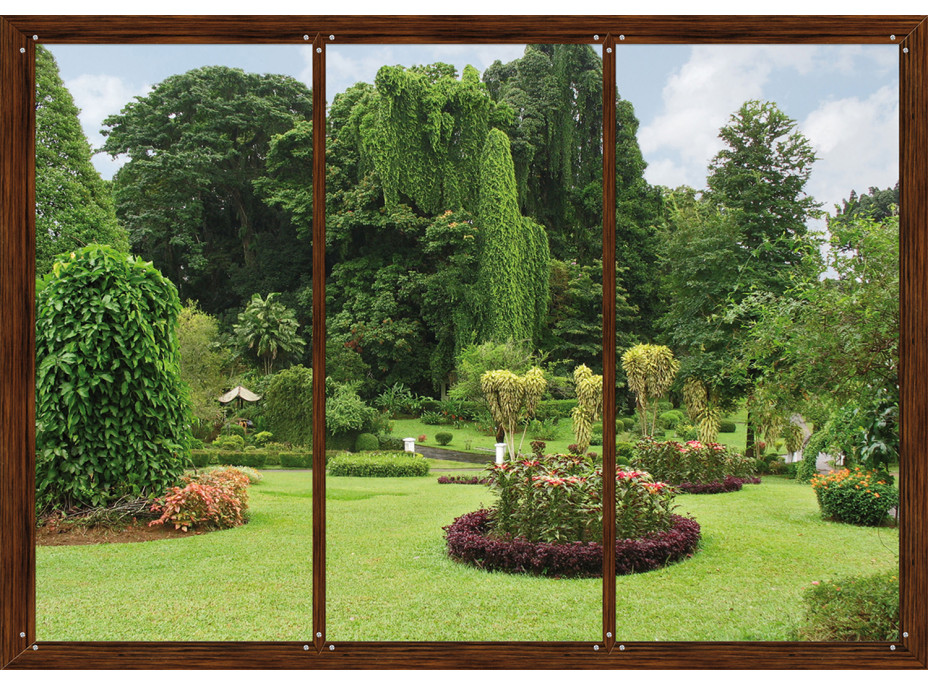 Moderné fototapety - Okno do záhrady - 360x254 cm