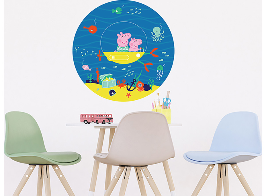 Detská samolepiaca fototapeta - Prasiatko Peppa 2 - guľatá - 70 cm