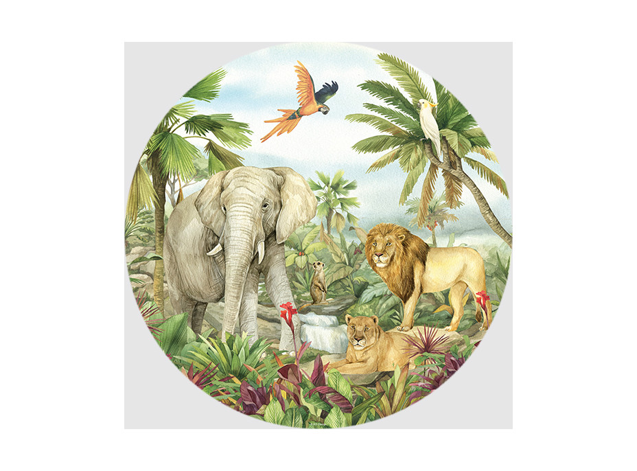Detská samolepiaca fototapeta - JUNGLE 1 - guľatá - 70 cm