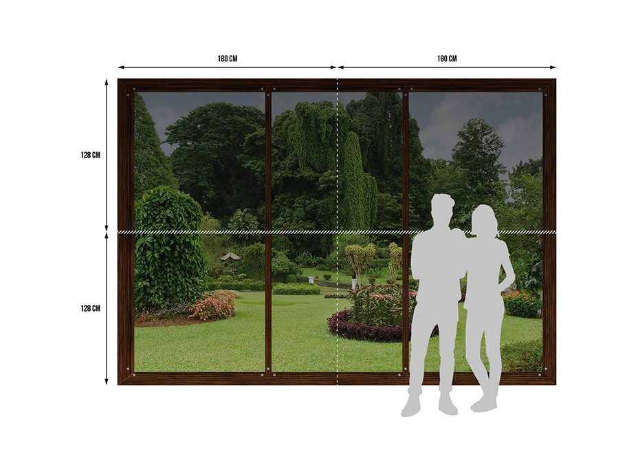 Moderné fototapety - Okno do záhrady - 360x254 cm
