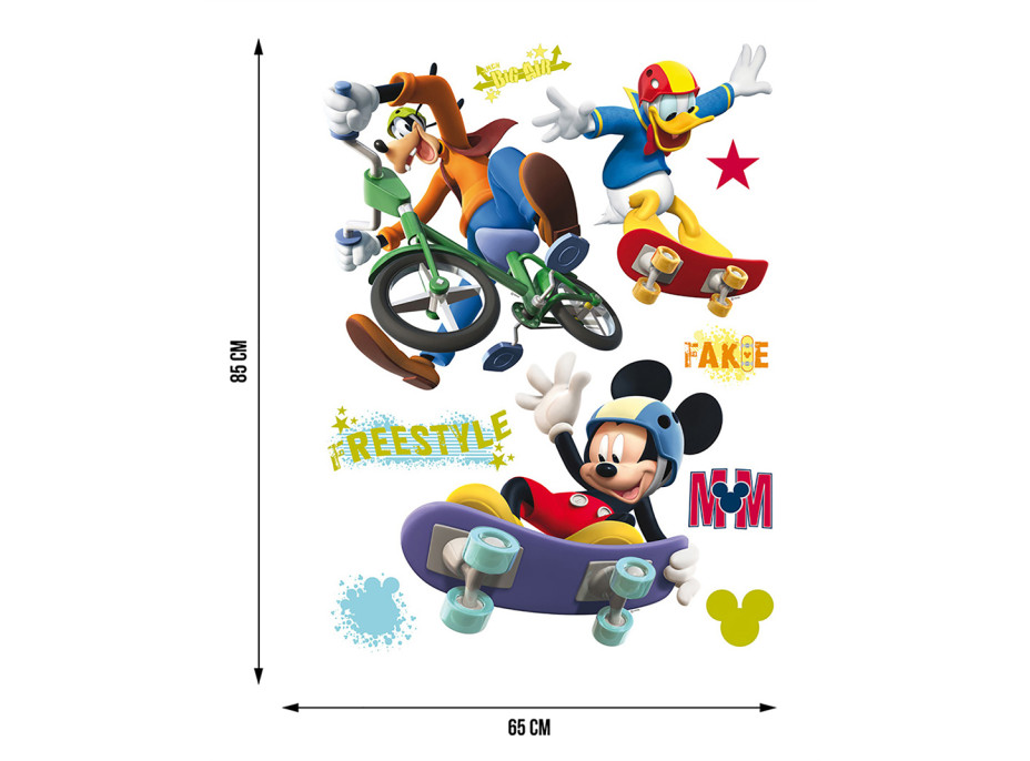 Detská samolepka MICKEY MOUSE NA SKATEBOARDE 65x85 cm