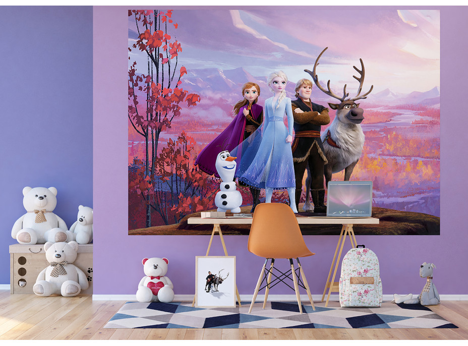 Detská fototapeta DISNEY - Hrdinovia Frozen II. na horskej plošine - 252x182 cm