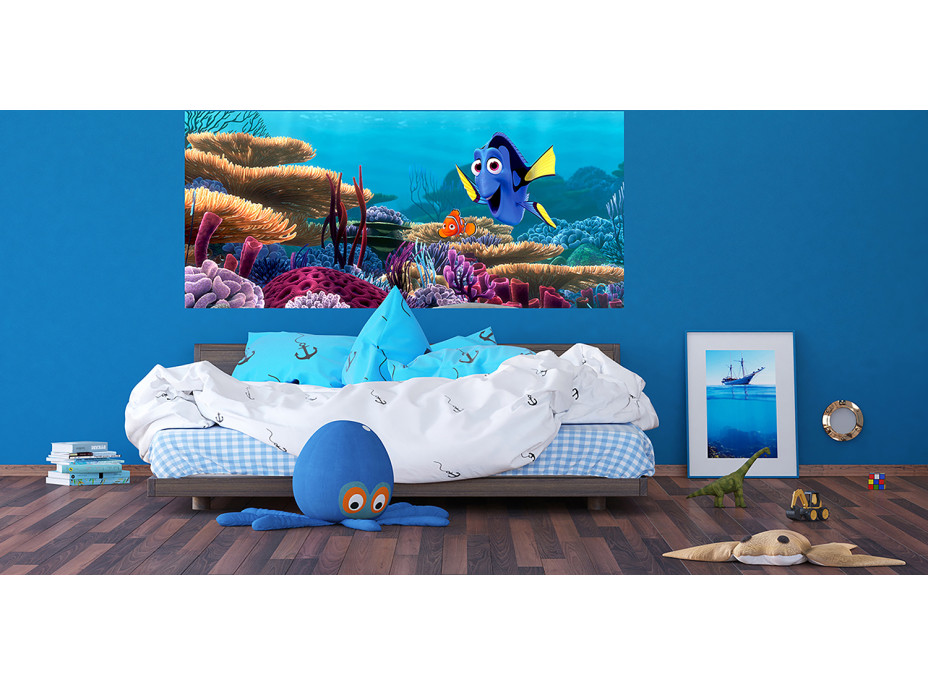 Detská fototapeta DISNEY - Nemo a Dory medzi koralmi - 202x90 cm
