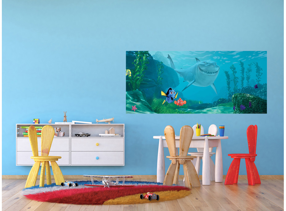 Detská fototapeta DISNEY - Nemo a Dory v nebezpečenstve - 202x90 cm