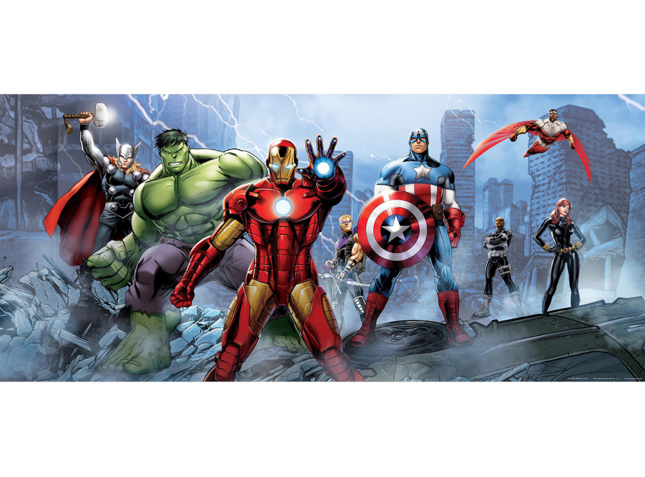 Detská fototapeta MARVEL - Avengers v boji proti nepriateľom - 202x90 cm