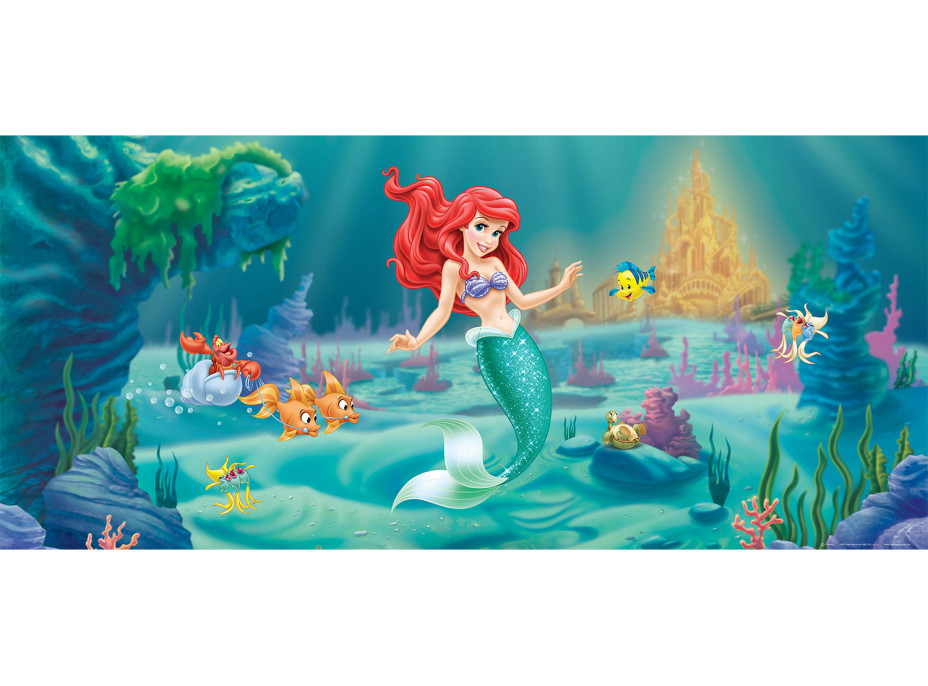 Detská fototapeta DISNEY - Ariel pri podmorskom zámku - 202x90 cm