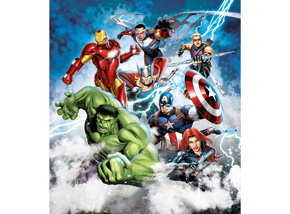 Detská fototapeta MARVEL - Avengers v zúrivom blesku - 180x202 cm