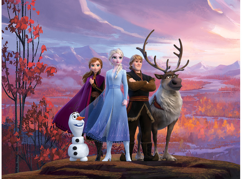 Detská fototapeta DISNEY - Hrdinovia Frozen II. na horskej plošine - 252x182 cm