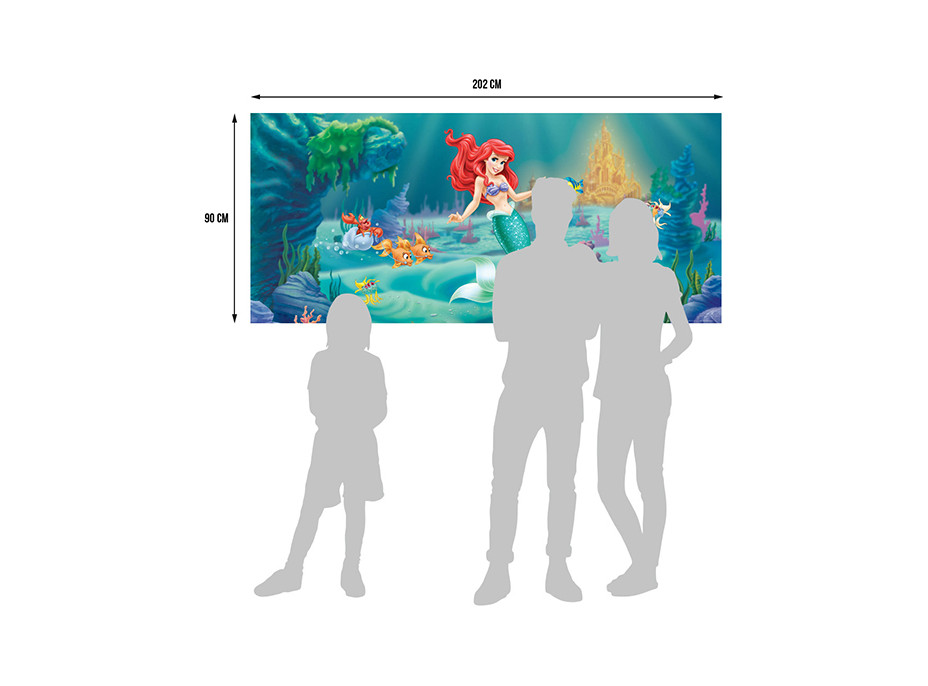 Detská fototapeta DISNEY - Ariel pri podmorskom zámku - 202x90 cm