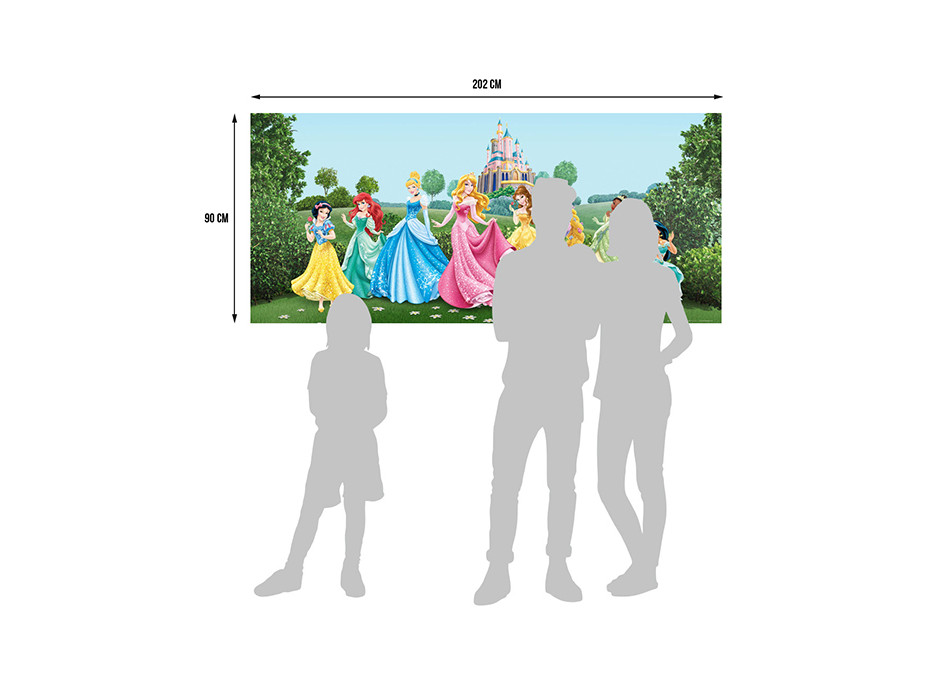 Detská fototapeta DISNEY - Princezné na lúke pred zámkom - 202x90 cm