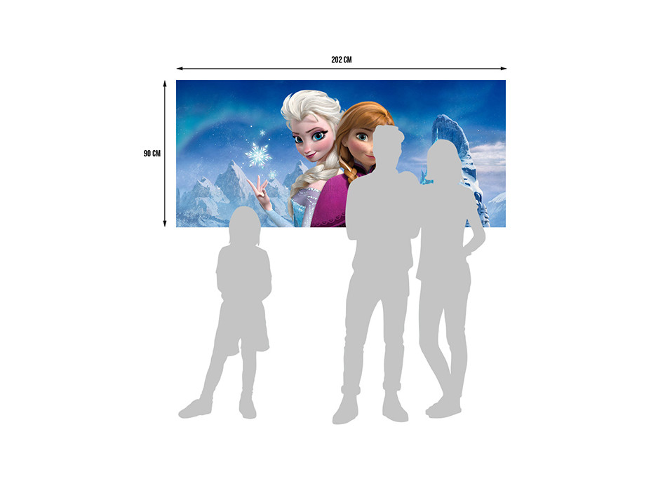 Detská fototapeta DISNEY - FROZEN - Elsa a Anna na vrchole hôr - 202x90 cm
