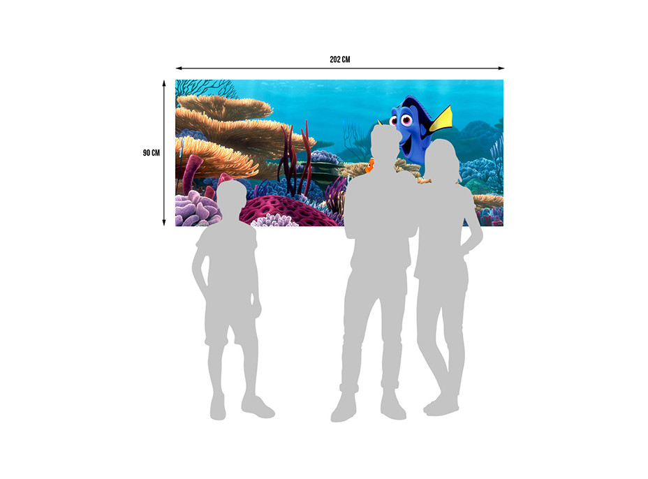 Detská fototapeta DISNEY - Nemo a Dory medzi koralmi - 202x90 cm