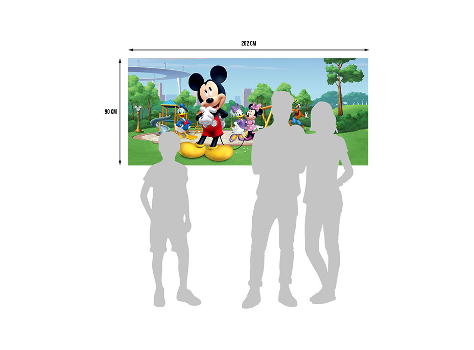 Detská fototapeta DISNEY - Mickey Mouse s kamarátmi na ihrisku - 202x90 cm