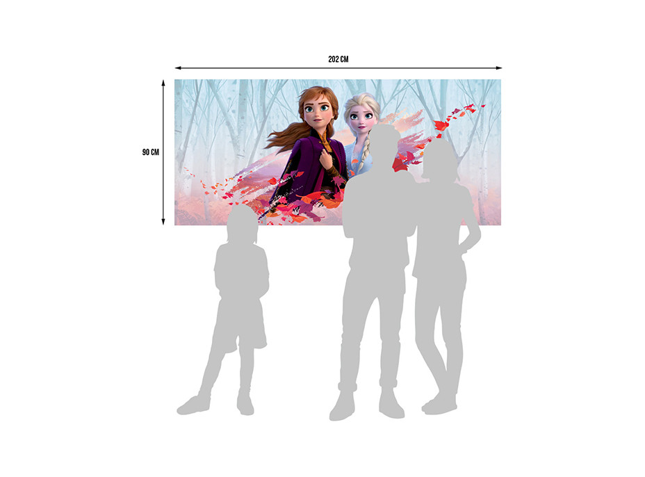 Detská fototapeta Disney - FROZEN - Anna a Elsa v jesennom vetre - 202x90 cm