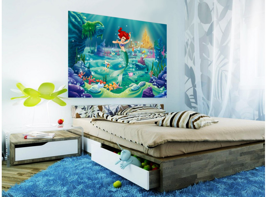 Detská fototapeta DISNEY - Ariel pri podmorskom zámku - 155x110 cm