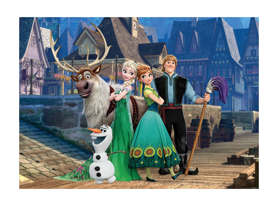 Detská fototapeta DISNEY - FROZEN - Anna a Elsa v meste - 155x110 cm