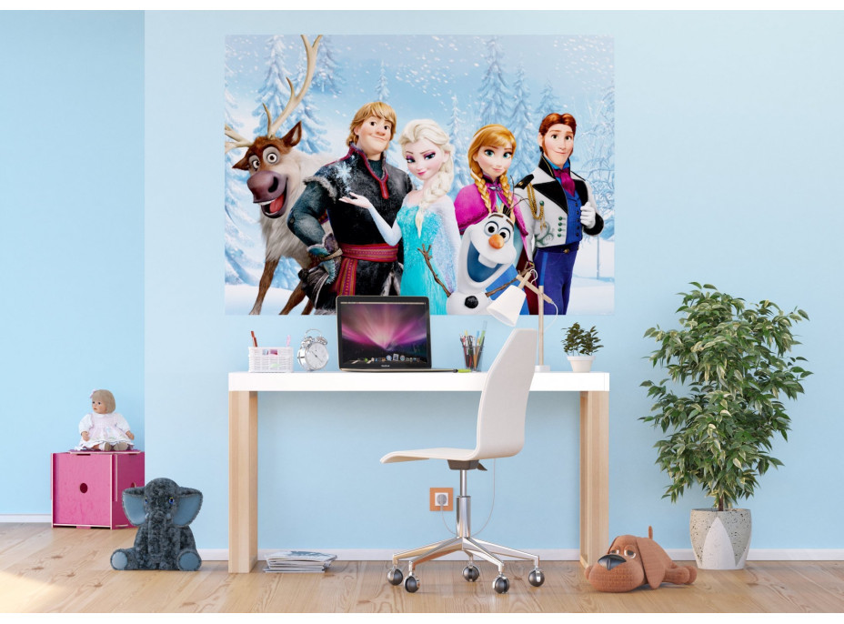 Detská fototapeta DISNEY - FROZEN - Elsa, Anna, Sven, Hans a Olaf - 155x110 cm