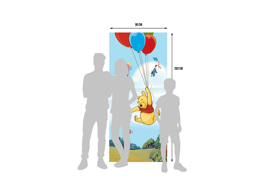 Detská fototapeta DISNEY - Medvedík PÚ a balóniky - 90x202 cm