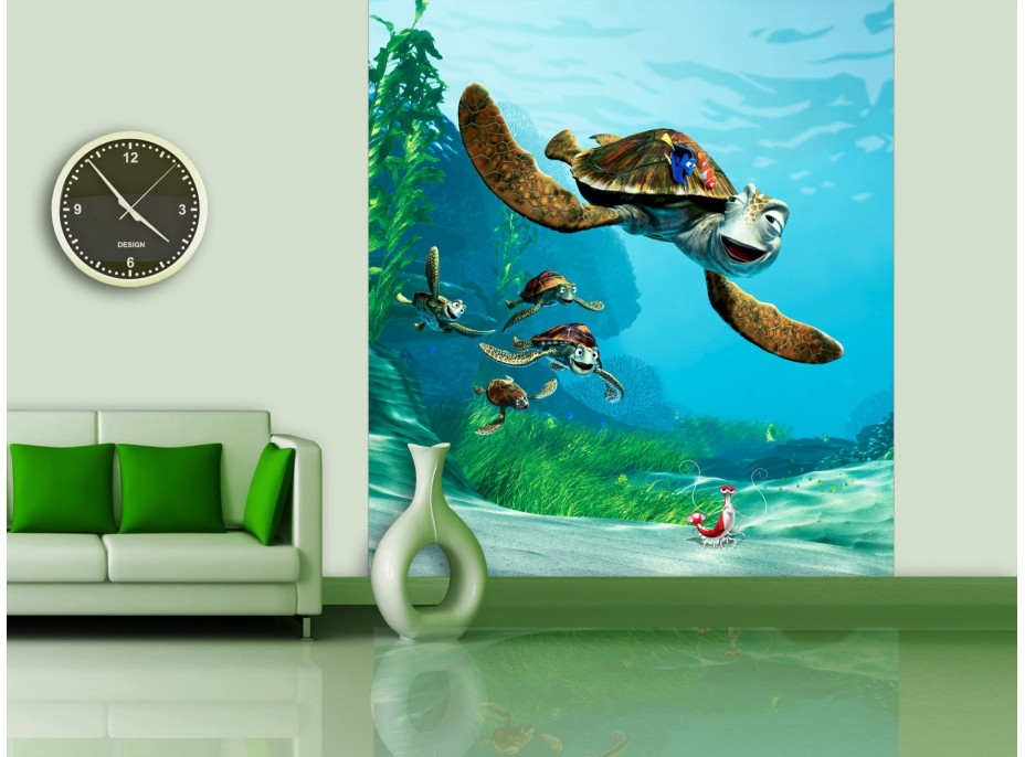 Detská fototapeta DISNEY - Dory a Nemo so korytnačkami - 180x202 cm