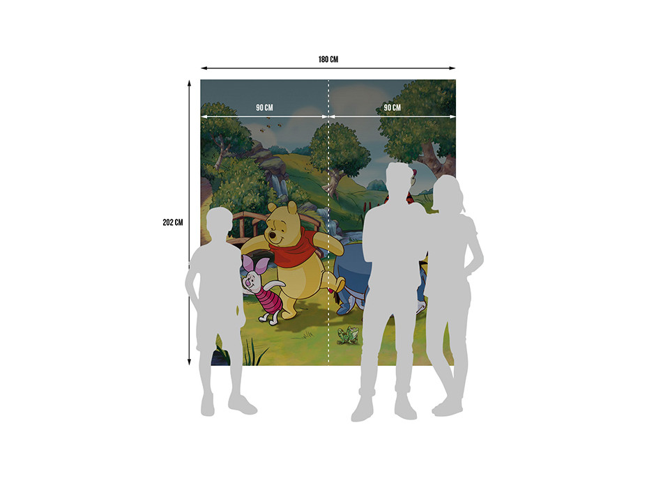 Detská fototapeta DISNEY - Medvedík PÚ s kamarátmi na výprave - 180x202 cm