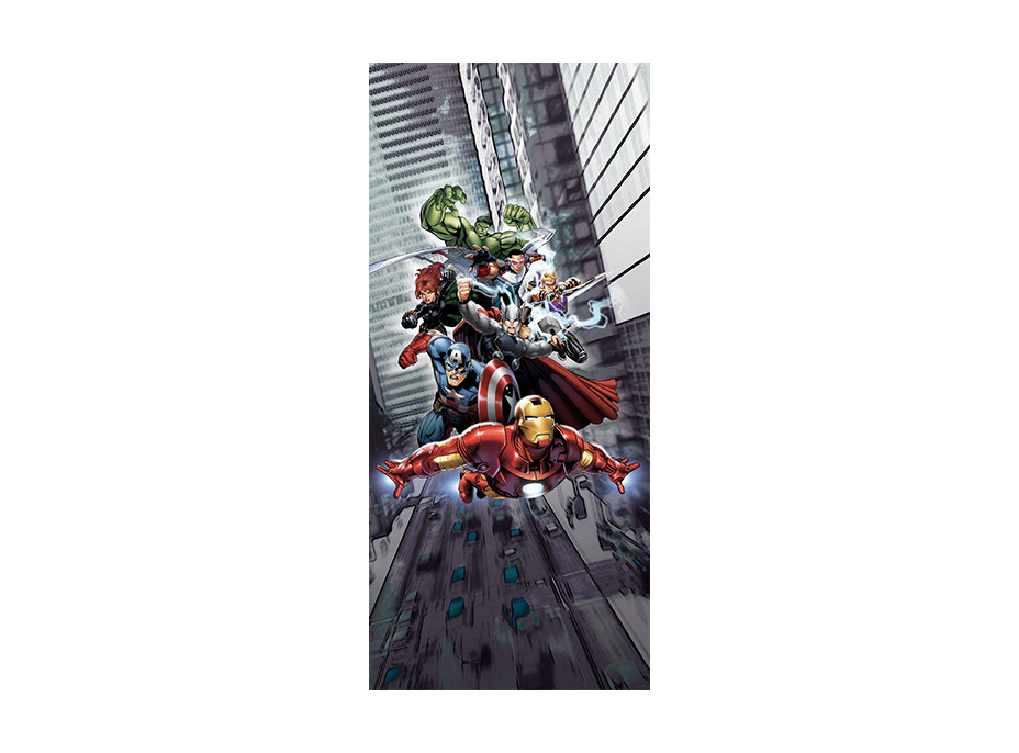 Detská fototapeta MARVEL - Avengers bojujú v meste - 90x202 cm