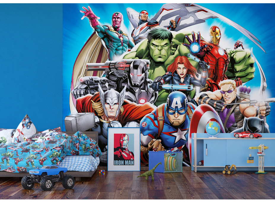 Detská fototapeta MARVEL - Hrdinovia Avengers na stráži - 360x270 cm