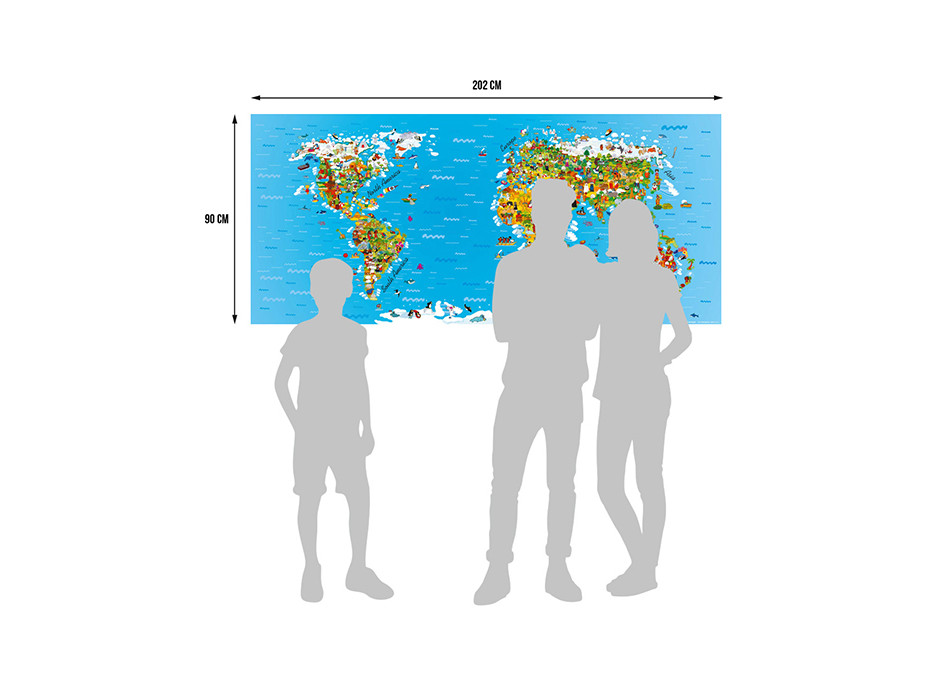 Detská fototapeta - Detská mapa sveta - 202x90 cm