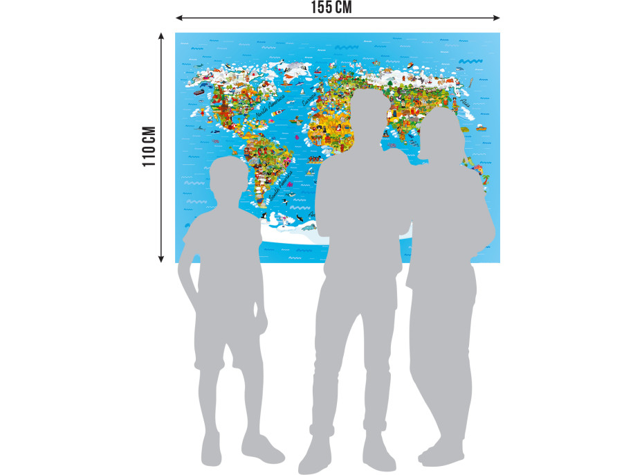 Detská fototapeta - Detská mapa sveta - 155x110 cm