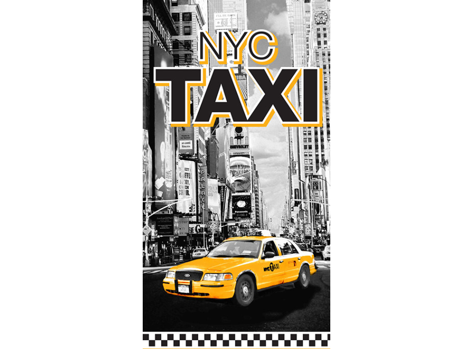 Bavlnená osuška 70x140 cm - NYC TAXI - čierna / žltá