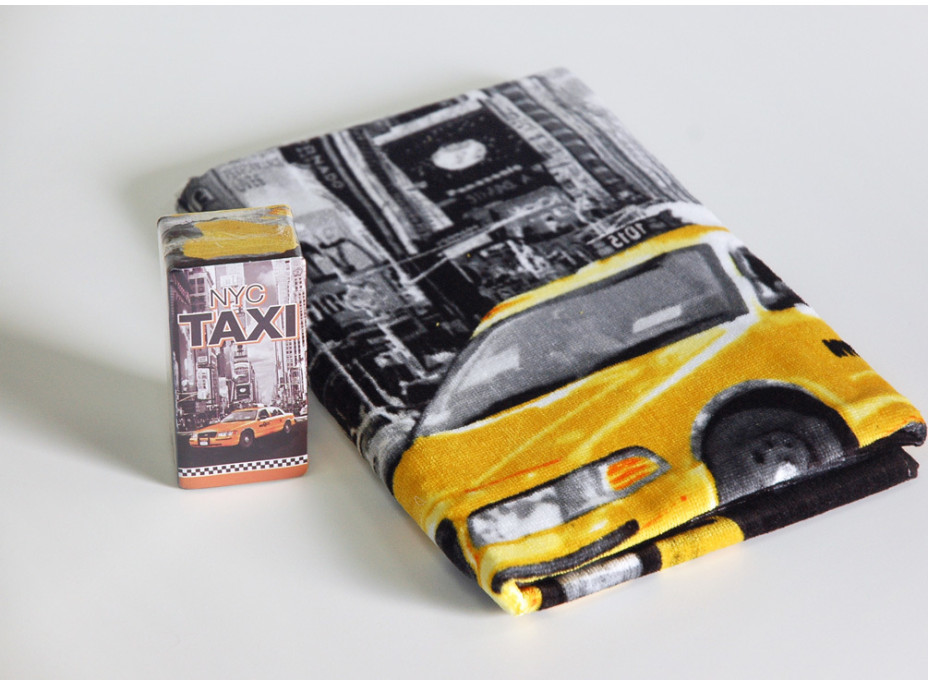 Bavlnená osuška 70x140 cm - NYC TAXI - čierna / žltá