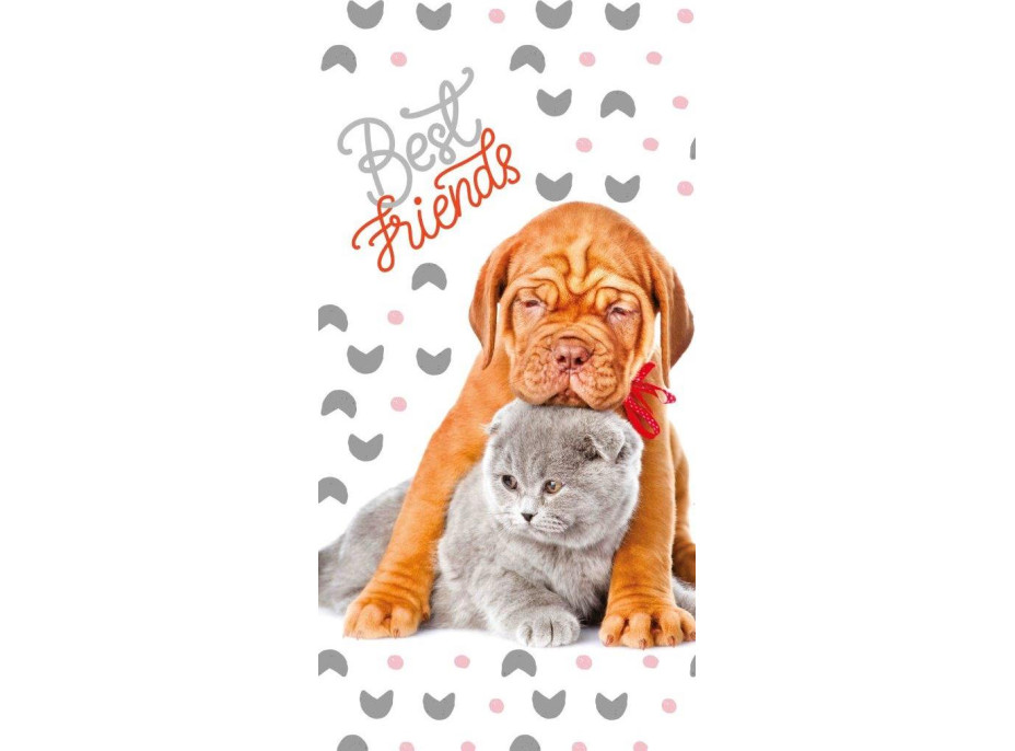 Bavlnená osuška 70x140 cm - BEST FRIENDS - Pes a mačka