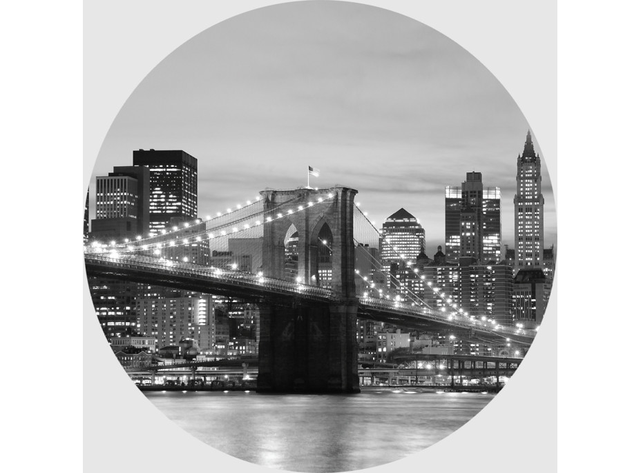 Moderné fototapety - Brooklynský most v noci - guľatá - 140 cm