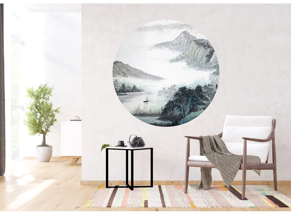 Moderné fototapety - Horské jazero v hmle - guľatá - 140 cm