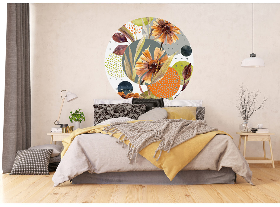 Moderné fototapety - Abstrakcia tvary a kvety - guľatá - 140 cm