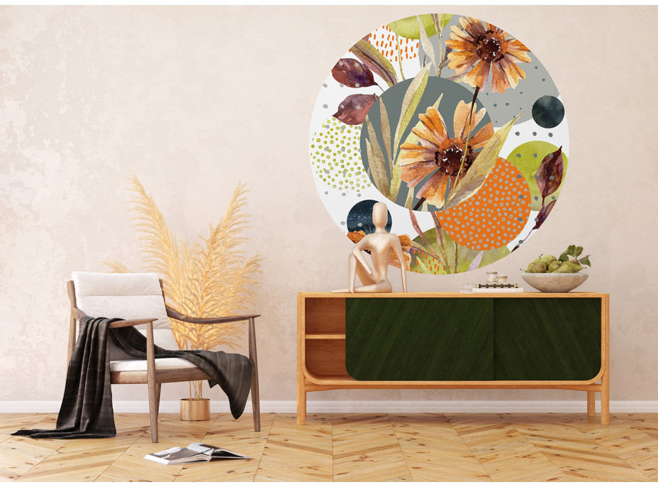 Moderné fototapety - Abstrakcia tvary a kvety - guľatá - 140 cm