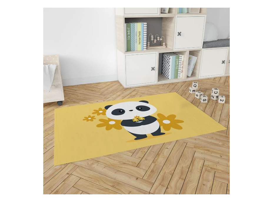 Detský penový koberec PANDA kvety - 100x150 cm - žltý