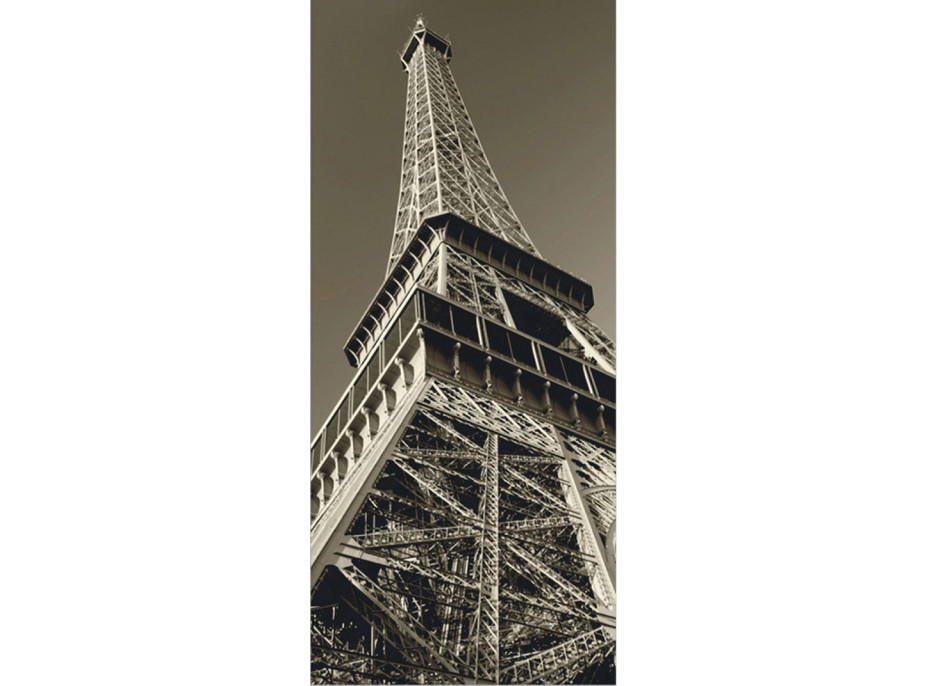 Moderné fototapety - Eiffelova veža - čiernobiela - 90x202 cm