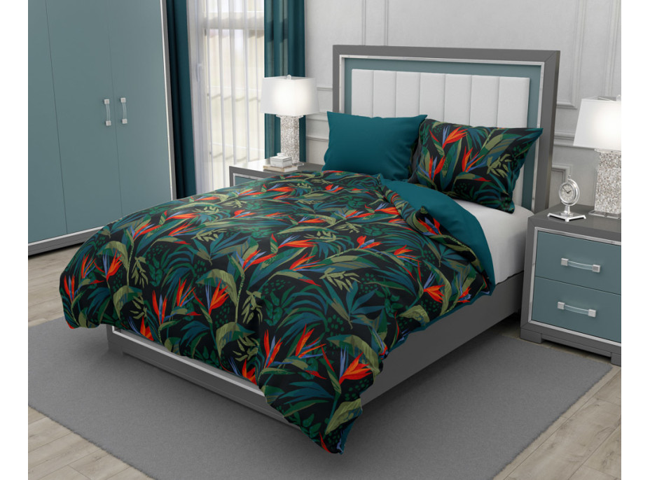 Saténové obliečky ELEGANT Exotic - tmavo zelené - 160x200 cm