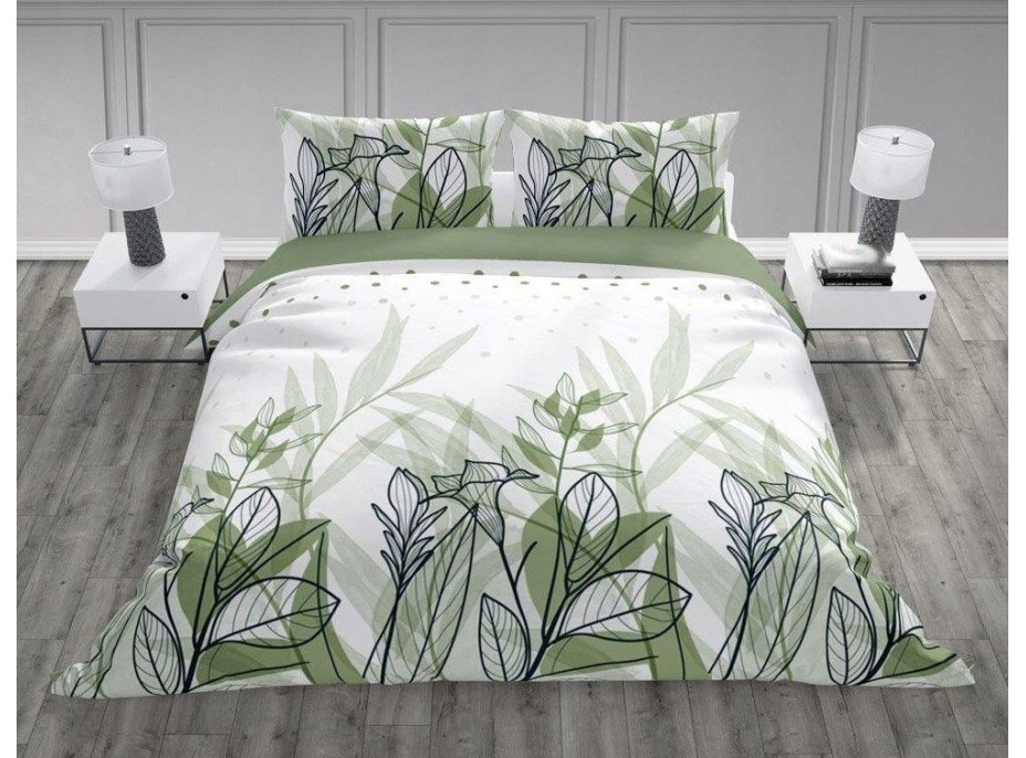 Bavlnené obliečky TRENDY Byliny - biele / zelené - 140x200 cm