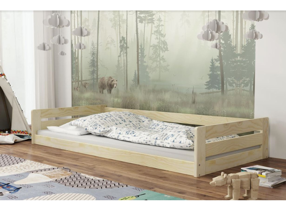 Detská posteľ z masívu borovice NICKY - 200x90 cm - prírodná