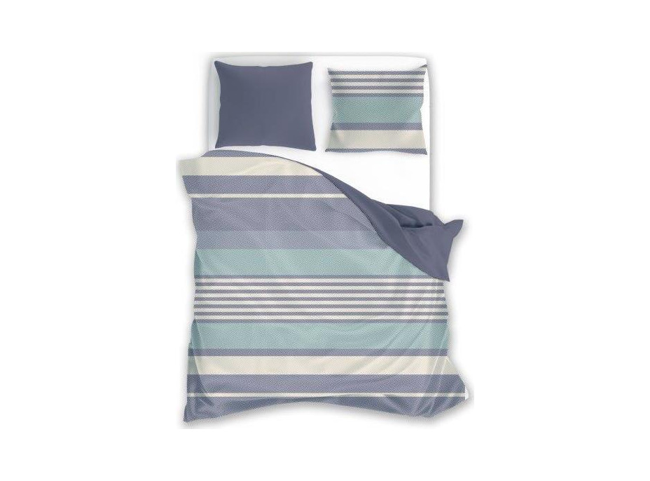 Flanelové obliečky Stripes - fialové/tyrkysové - 160x200 cm