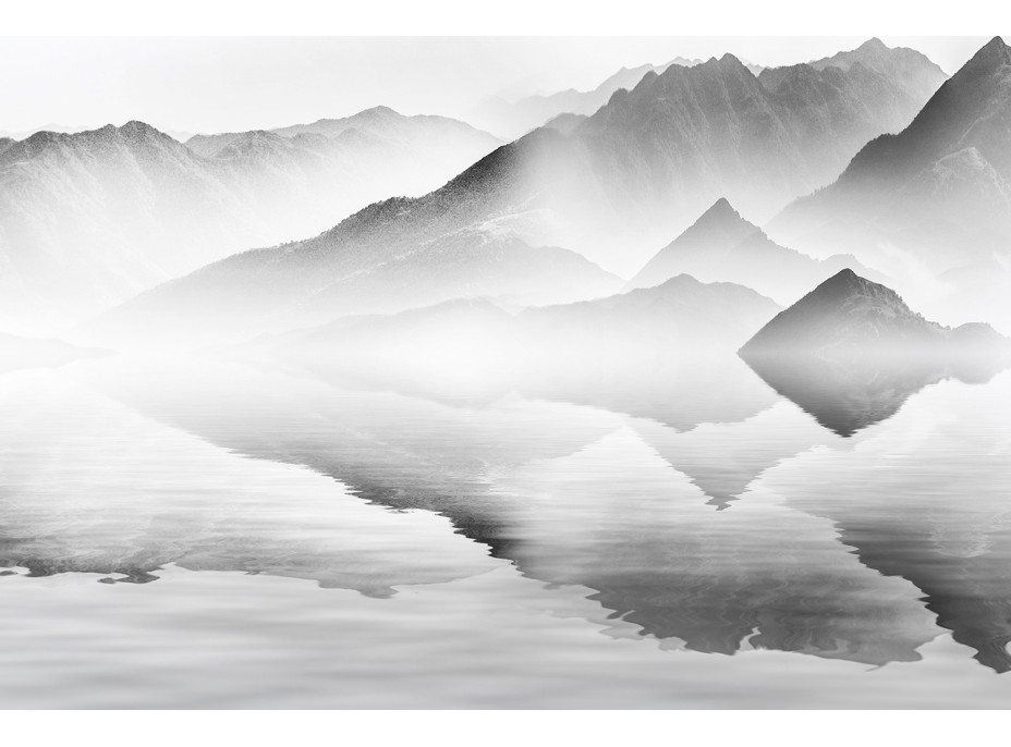 Moderné fototapety - Horské jazero v hmle - 360x270 cm