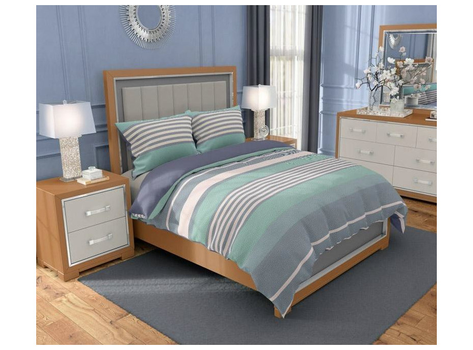 Flanelové obliečky Stripes - fialové/tyrkysové - 160x200 cm