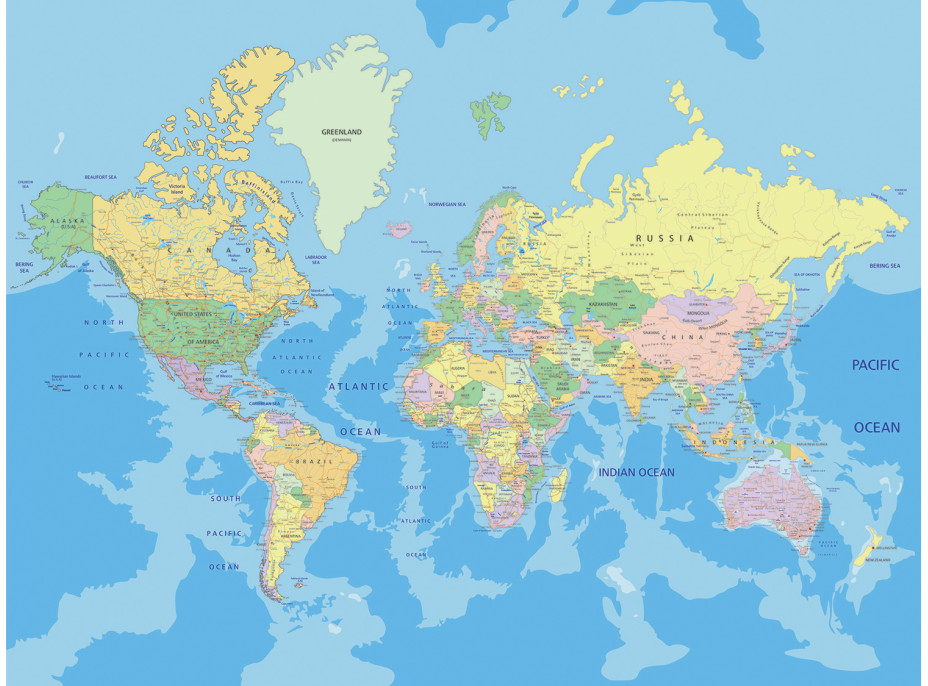 Moderné fototapety - Mapa sveta - 360x270 cm