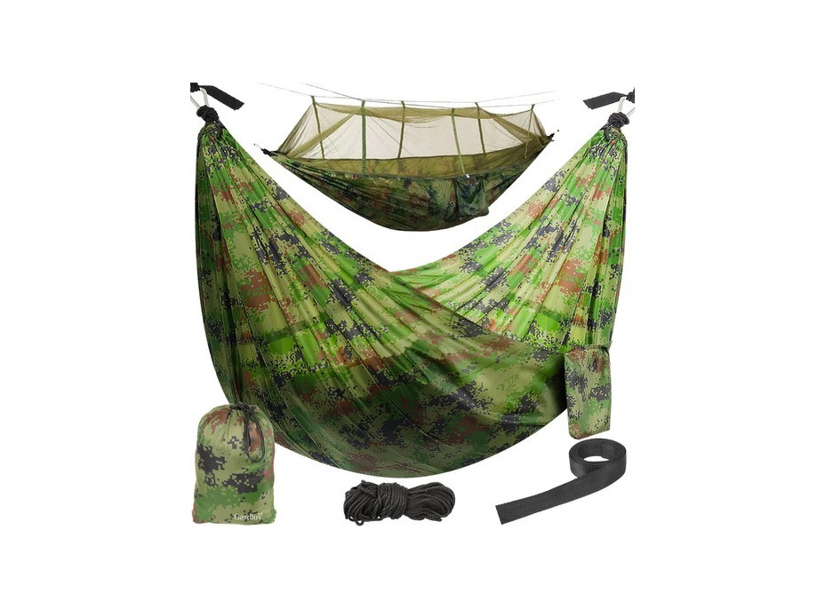 Turistická hojdacia sieť s moskytiérou Santiago Army - 260x140cm