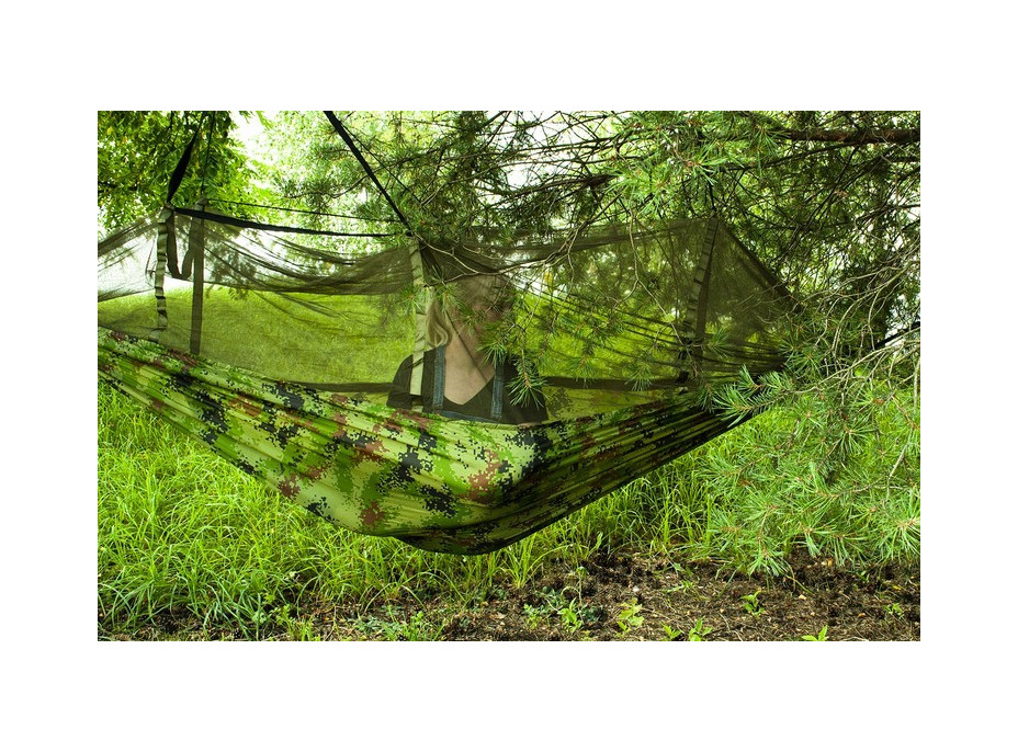 Turistická hojdacia sieť s moskytiérou Santiago Army - 260x140cm